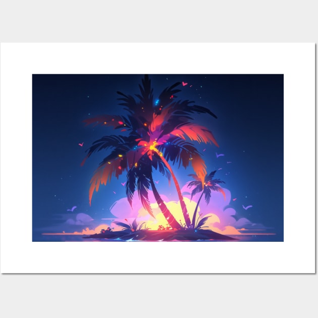 Palm Tree at Dusk Wall Art by Georgiano